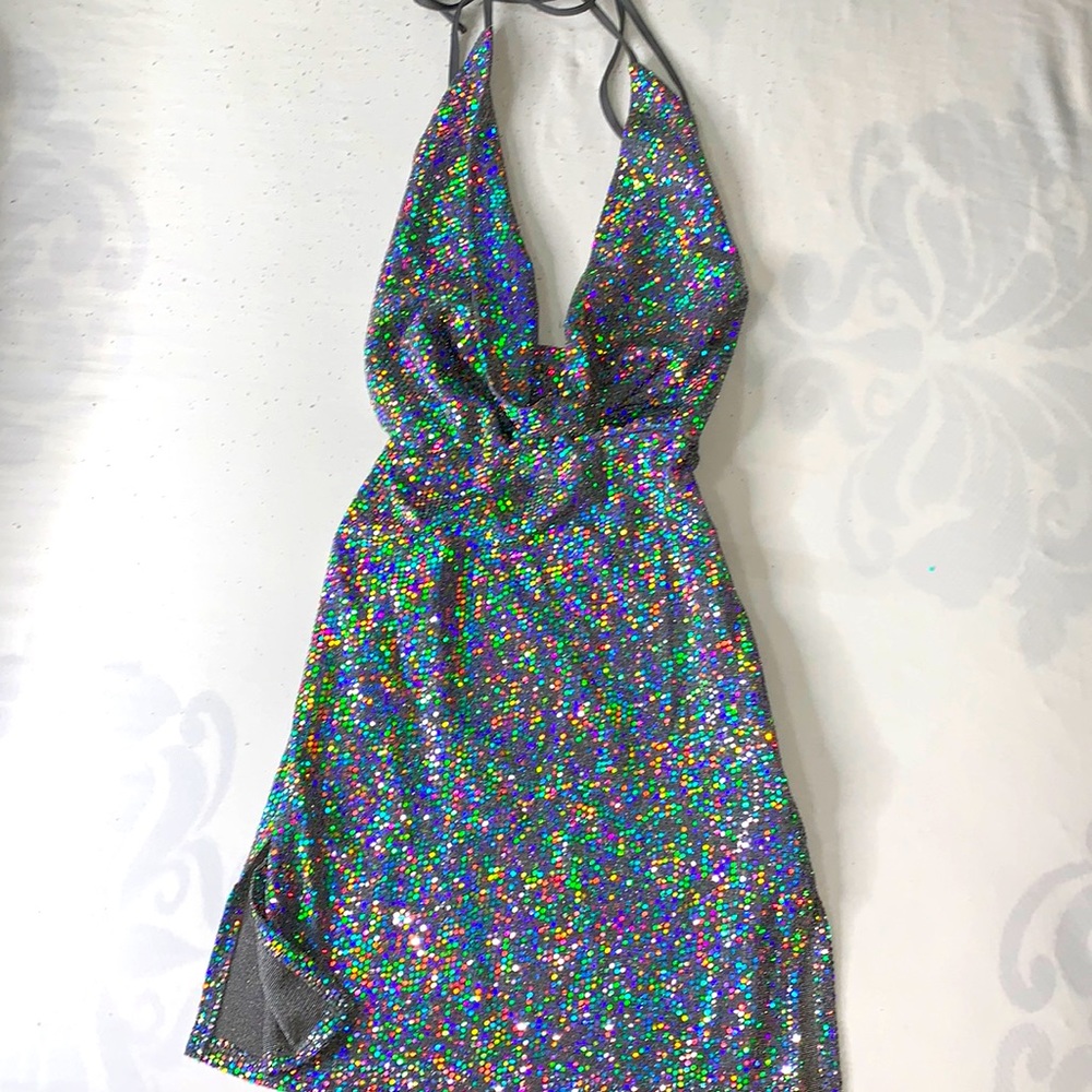Silver Sequins Mini Dress